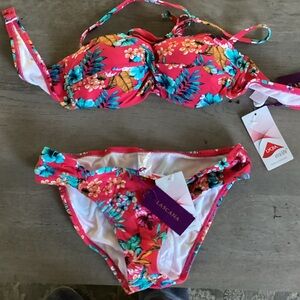 Vibrant Floral Bikini Set - Pink and Blue